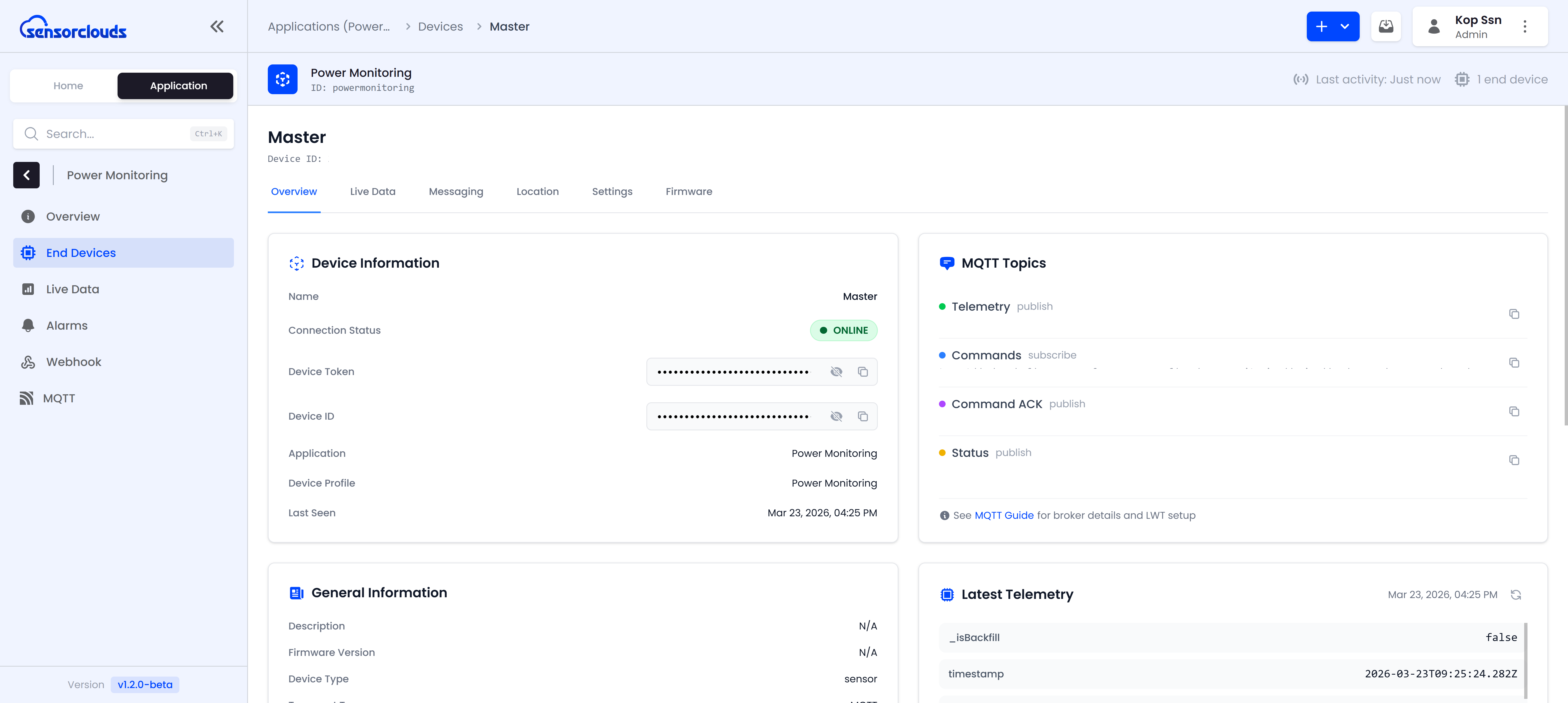 Sensorclouds device fleet management and profiles